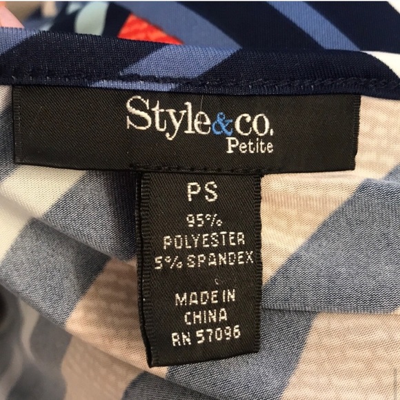 Style & Co. Mixed Print Rouched 3/4 Sleeve Top - Size Petite Small - Picture 8 of 8